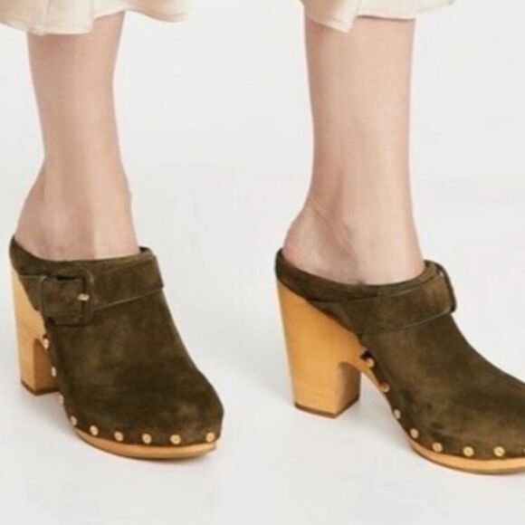 New VERONICA BEARD DACEY Buckle Clogs MULE PLATFORM...